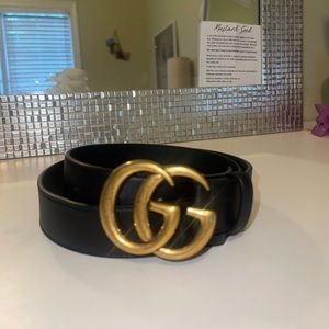 Leather Belt with Double G Buckle - Gucci